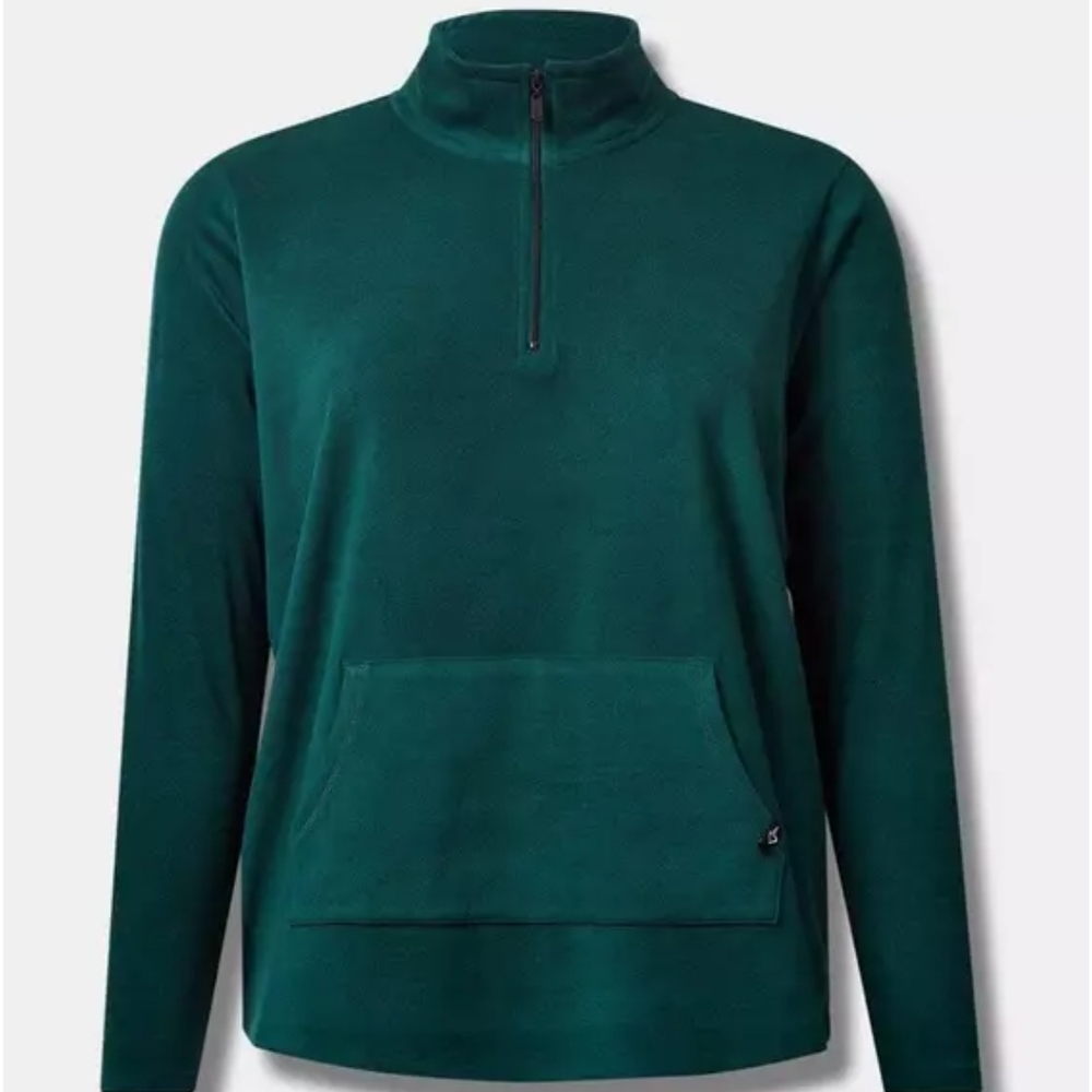 TORRID SIZE 3 Happy Camper Women's Quarter-Zip Pullover Sweater Dark Green - Picture 3 of 8